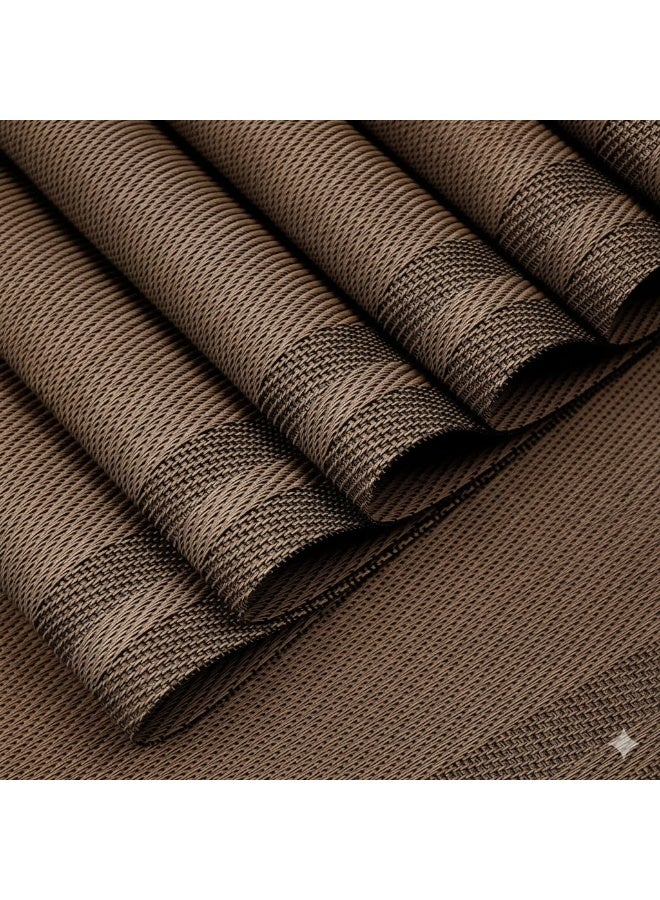 ablieve Brown Vinyl Placemats Set of 8 - Heat Resistant, Easy Clean Woven PVC Table Mats for Dining - Image 2